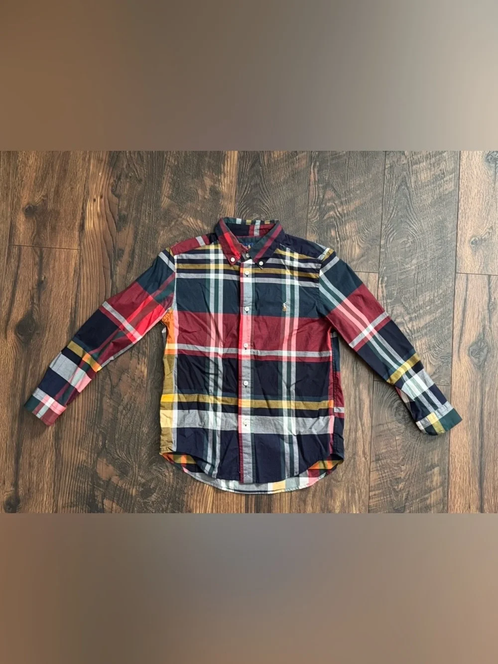 Ralph Lauren Boys Long Sleeve Button-Up Shirt, Plaid, Size 7 Kids